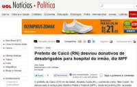 UOL repercute notícia de desvios do Prefeito de Caicó para hospital do irmão